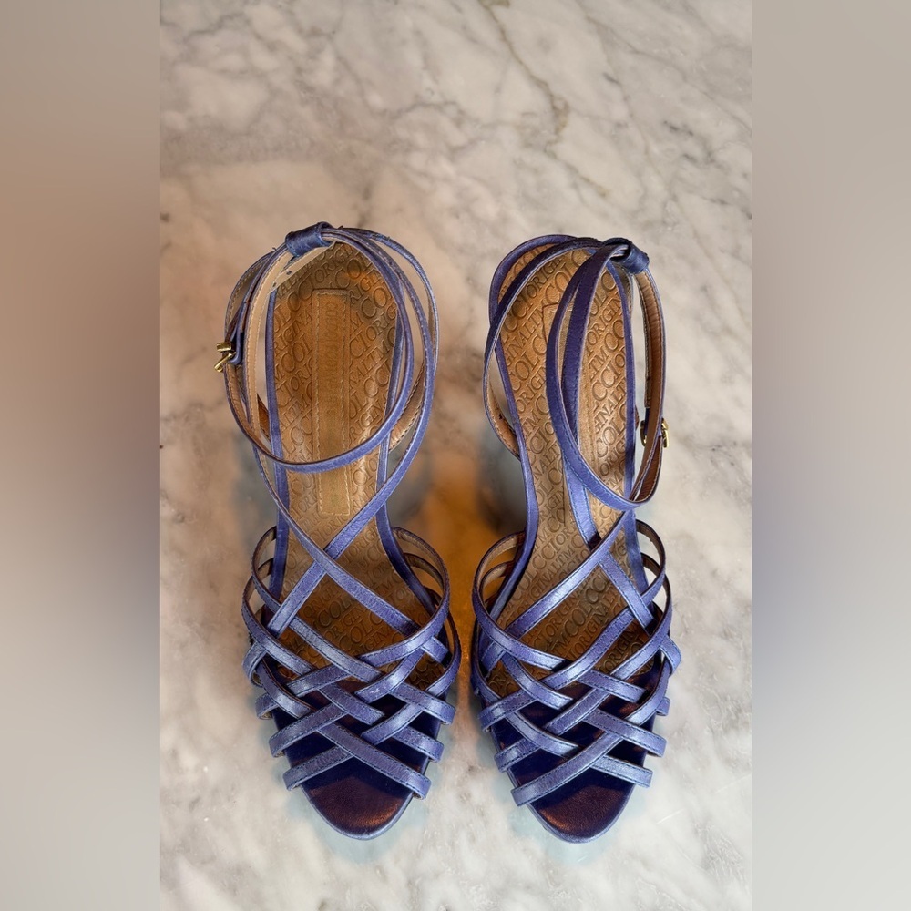 Colcci Original blue leather strappy heels size 8 ankle strap stilettos - Picture 4 of 16